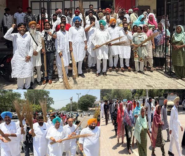 ਕਾਂਗਰਸ ਵੱਲੋਂ ਵਿਧਾਇਕ ਮਨਜੀਤ ਸਿੰਘ ਬਿਲਾਸਪੁਰ ਦੇ ਘਰ ਅੱਗੇ ਝਾੜੂ ਖਿਲਾਰ ਕੇ ਪ੍ਰਦਰਸ਼ਨ ਕੀਤਾ।
